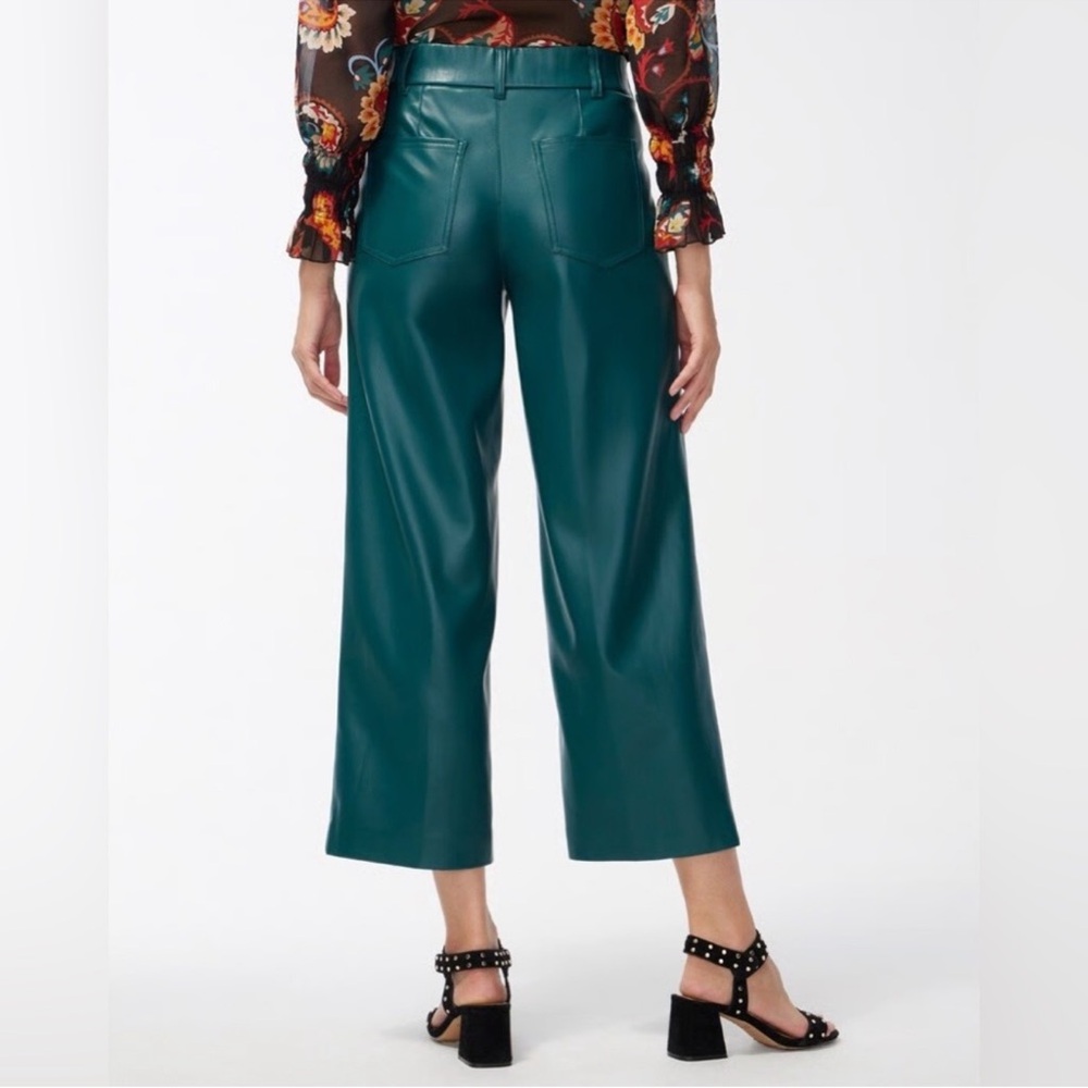 Chicos Fly Front Faux Leather Wide Leg Cropped Pant - Picture 2 of 8